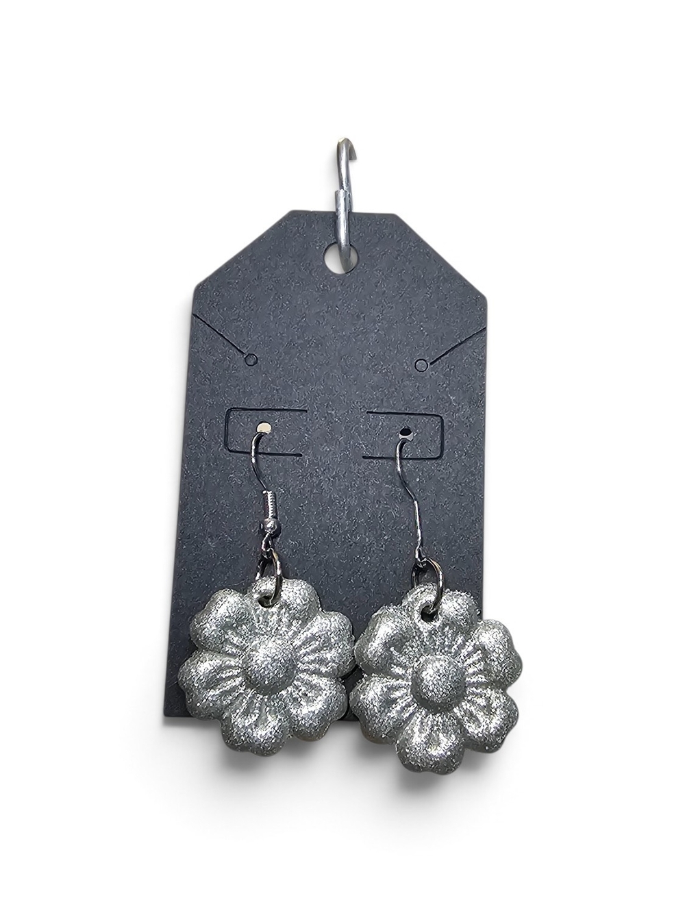 Silver Flower Dangle Earrings - Women's Jewelry